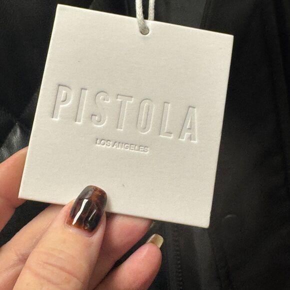 Pistola Callista Black Convertible Faux Leather Puffer Jacket Cost Vest S NEW - Picture 7 of 11